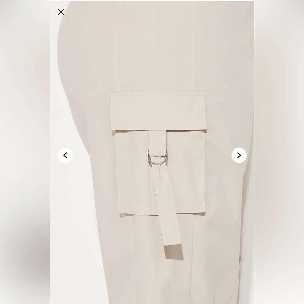 Cream and Silver High-Waisted Jumpsuit with Tapered Legs - Picture 5 of 5